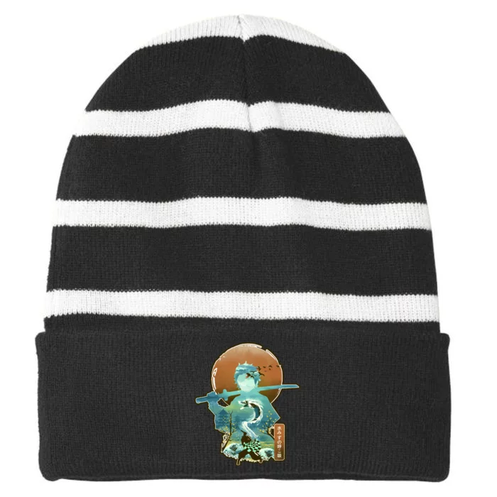 Ukiyo Breath Of Water Samurai Striped Beanie with Solid Band