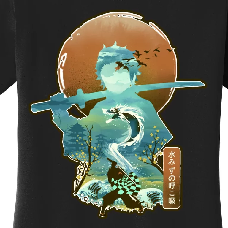 Ukiyo Breath Of Water Samurai Women's T-Shirt