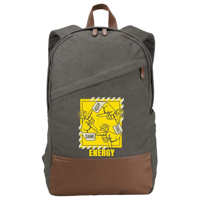 Universitygold Keep That Same Energy Varsitygold Color Cotton Canvas Backpack