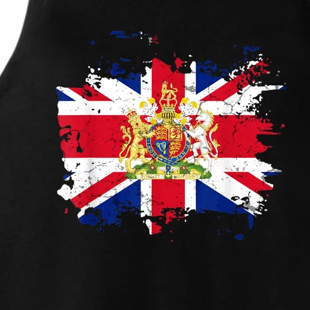 United Kingdom UK Great Britain British Flag Coat Of Arms Ladies Tri-Blend Wicking Tank