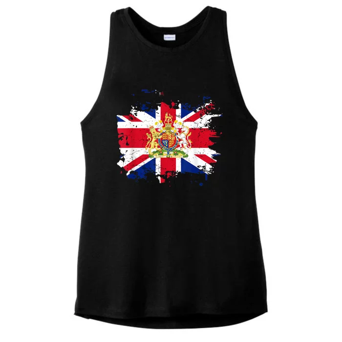 United Kingdom UK Great Britain British Flag Coat Of Arms Ladies Tri-Blend Wicking Tank