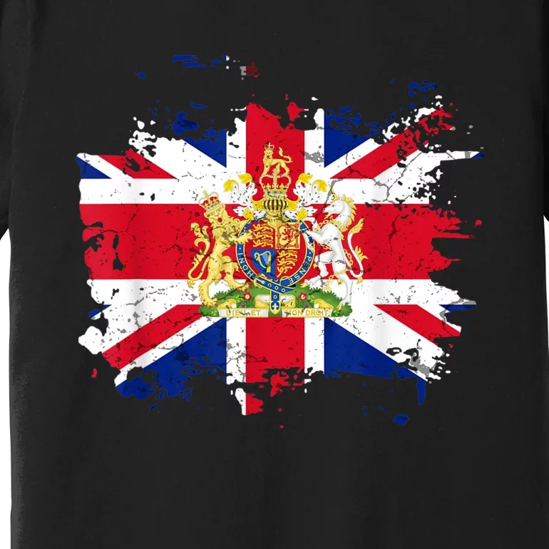 United Kingdom UK Great Britain British Flag Coat Of Arms Premium T-Shirt