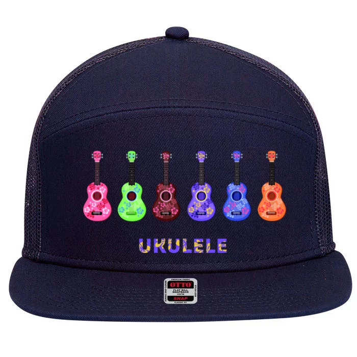 Ukulele 7 Panel Mesh Trucker Snapback Hat