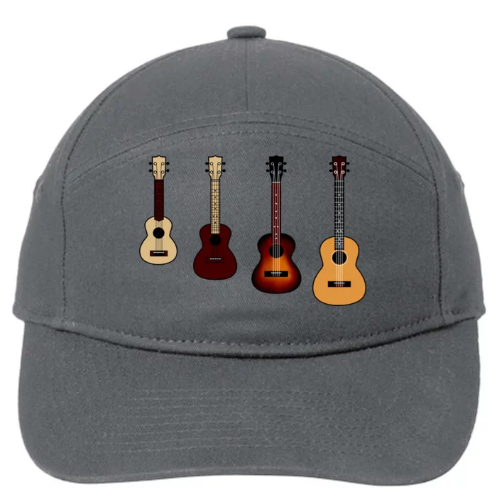 Ukulele Quad 7-Panel Snapback Hat