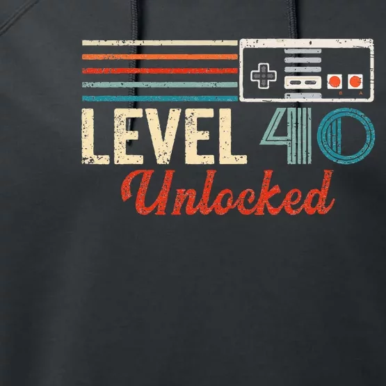 Unlocked Level 40 Birthday Boy Video Game Controller Performance Fleece Hoodie