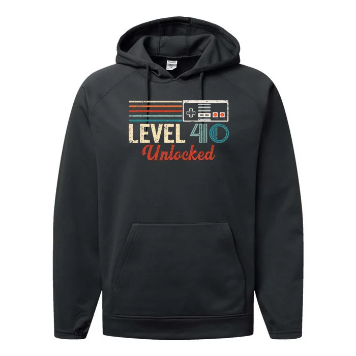 Unlocked Level 40 Birthday Boy Video Game Controller Performance Fleece Hoodie