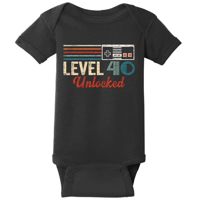 Unlocked Level 40 Birthday Video Game Controller Baby Bodysuit