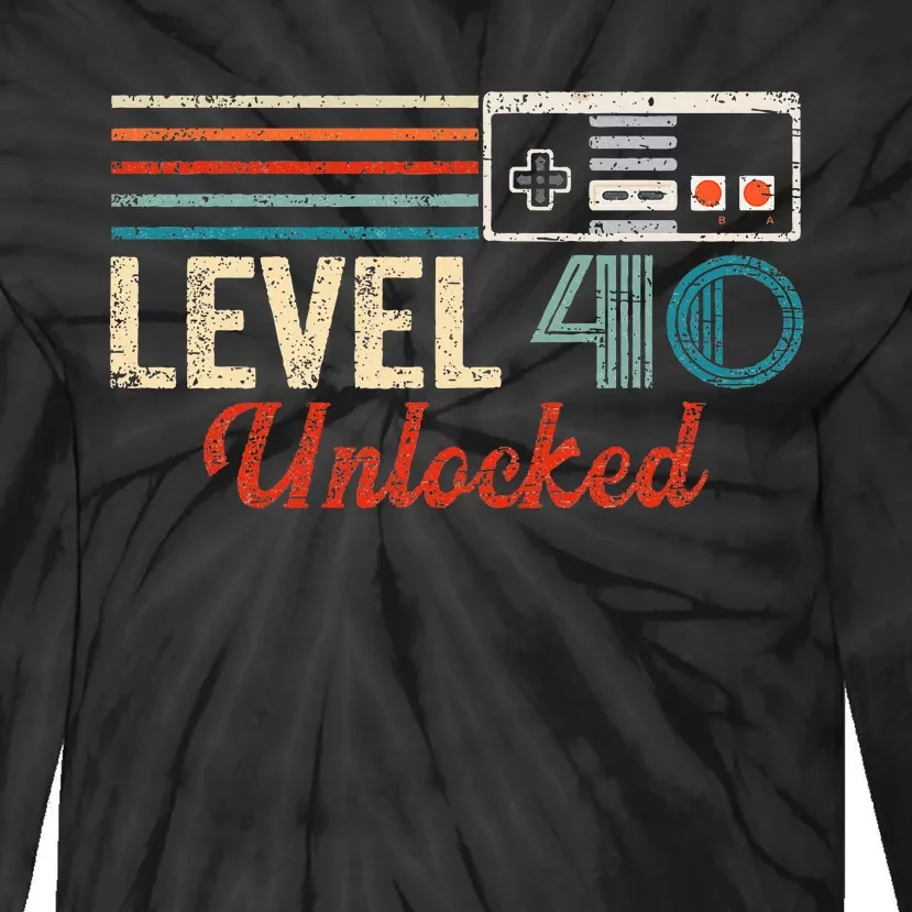 Unlocked Level 40 Birthday Video Game Controller Tie-Dye Long Sleeve Shirt