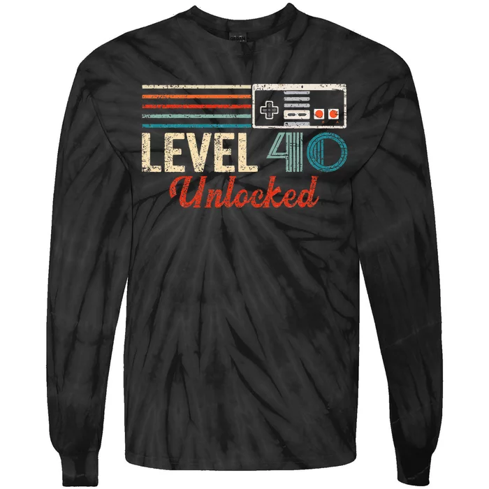 Unlocked Level 40 Birthday Video Game Controller Tie-Dye Long Sleeve Shirt