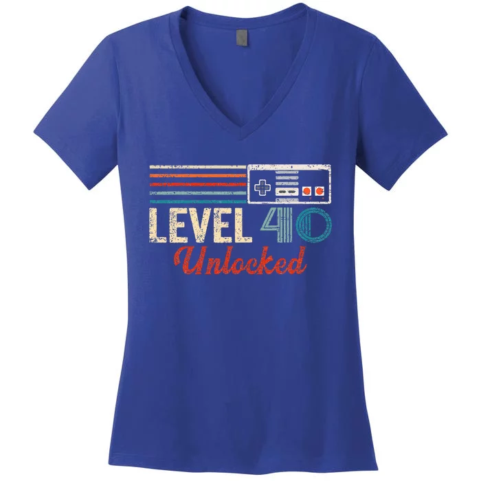 Unlocked Level 40 Birthday Women's V-Neck T-Shirt