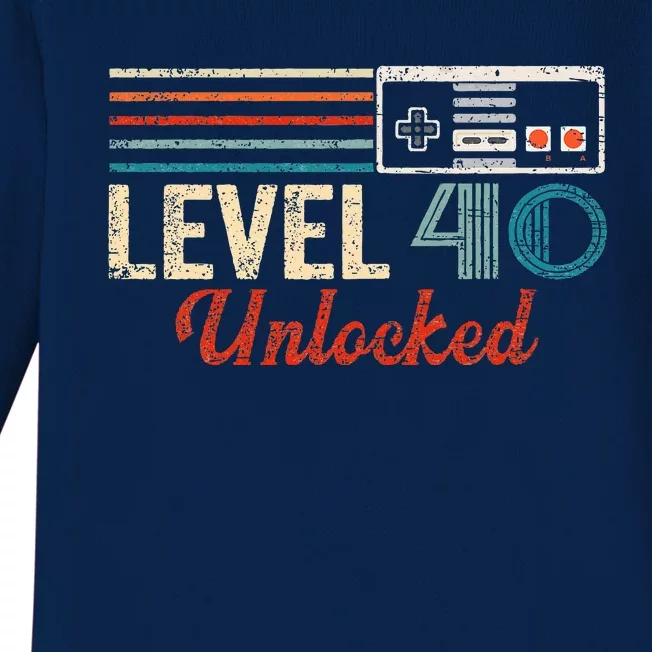 Unlocked Level 40 Birthday Baby Long Sleeve Bodysuit