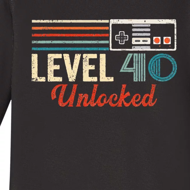 Unlocked Level 40 Birthday Boy Video Game Controller Baby Long Sleeve Bodysuit