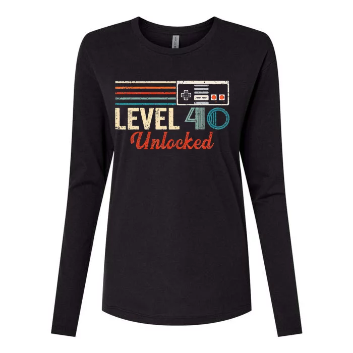 Unlocked Level 40 Birthday Boy Video Game Controller Womens Cotton Relaxed Long Sleeve T-Shirt