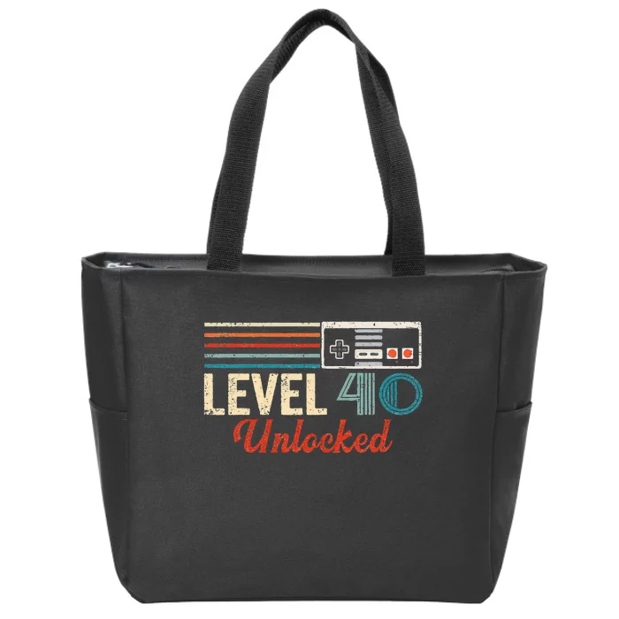 Unlocked Level 40 Birthday Boy Video Game Controller Zip Tote Bag