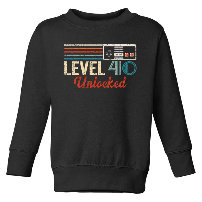 Unlocked Level 40 Birthday Boy Video Game Controller Toddler Sweatshirt