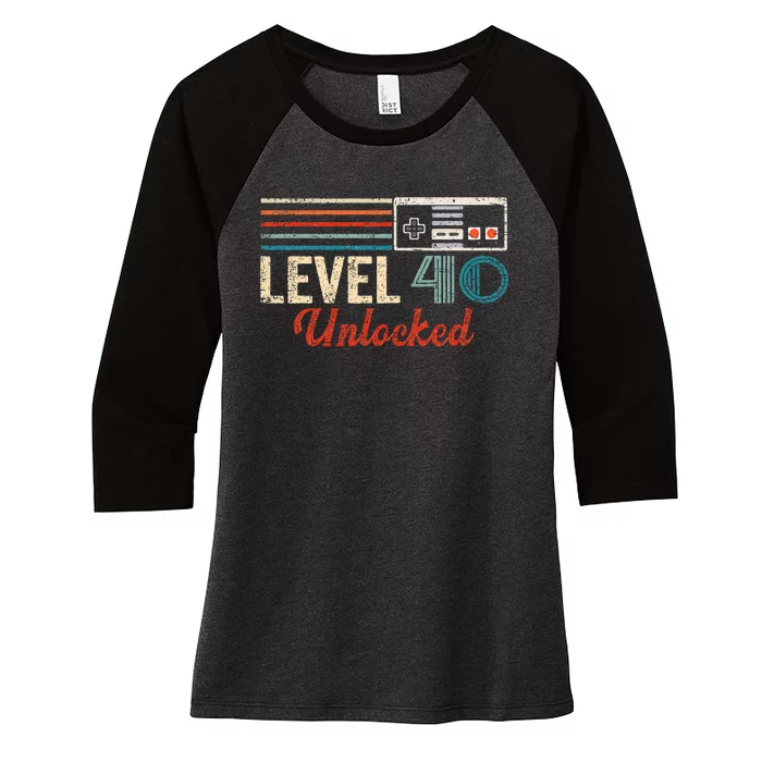 Unlocked Level 40 Birthday Boy Video Game Controller Women's Tri-Blend 3/4-Sleeve Raglan Shirt