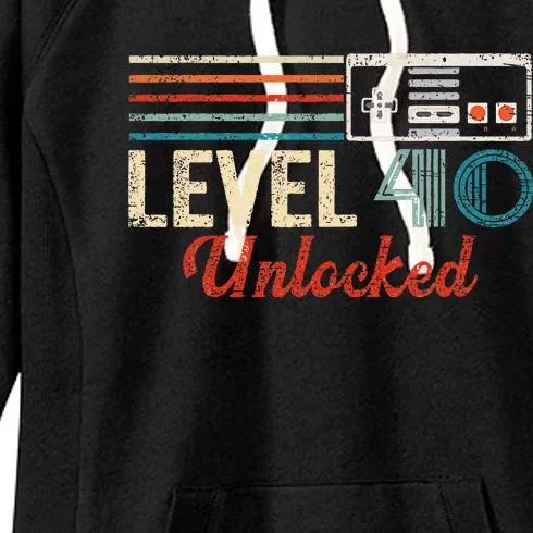 Unlocked Level 40 Birthday Boy Video Game Controller Women's Fleece Hoodie