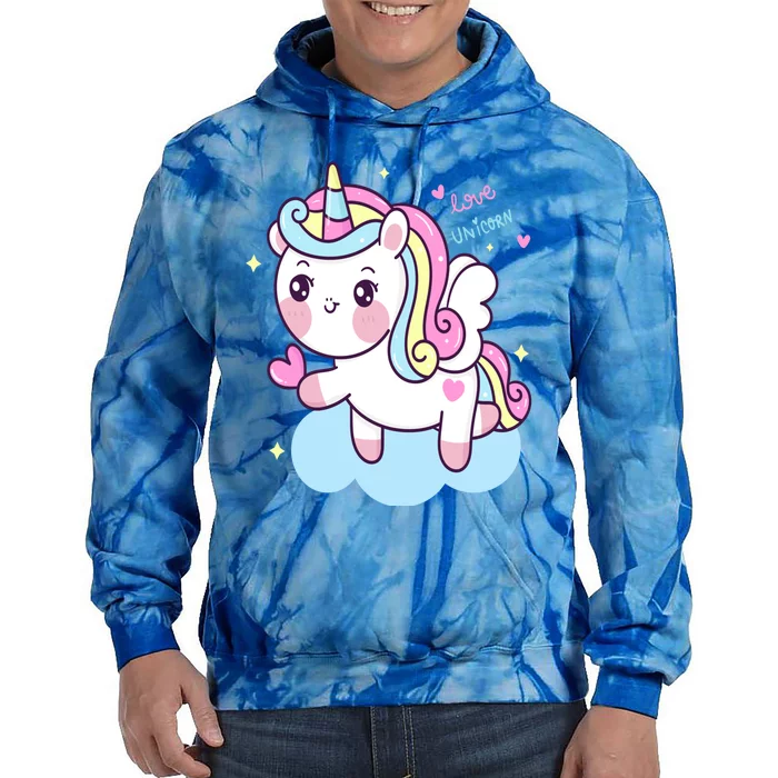 Unicorns Love And Valentines Day Gift Tie Dye Hoodie