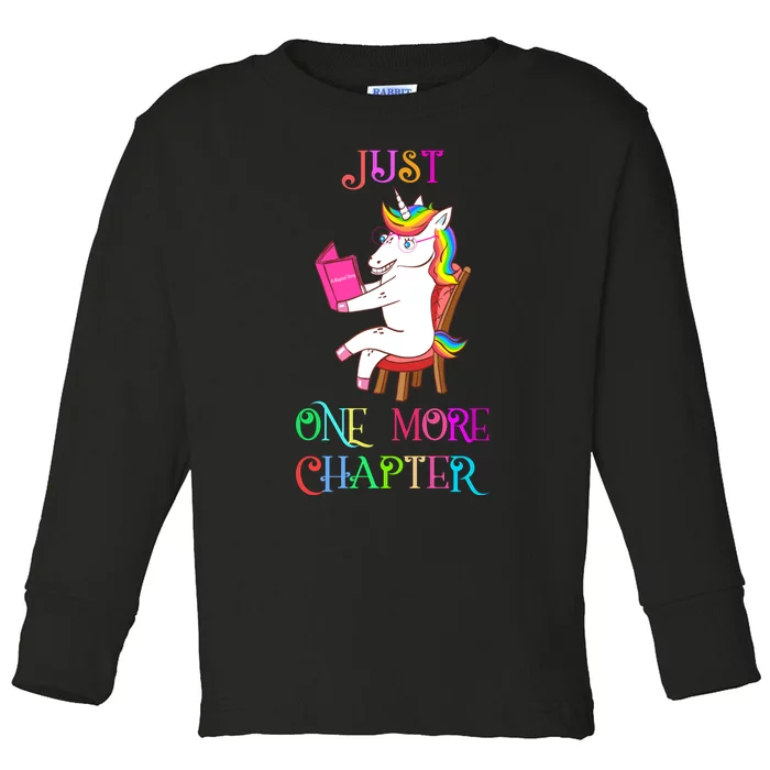 Unicorn Librarian Book Collector Gift Just One More Chapter Toddler Long Sleeve Shirt