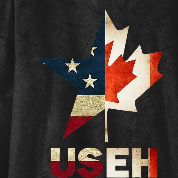 USEH Leaf Canadian American Flag Canada Hooded Wearable Blanket