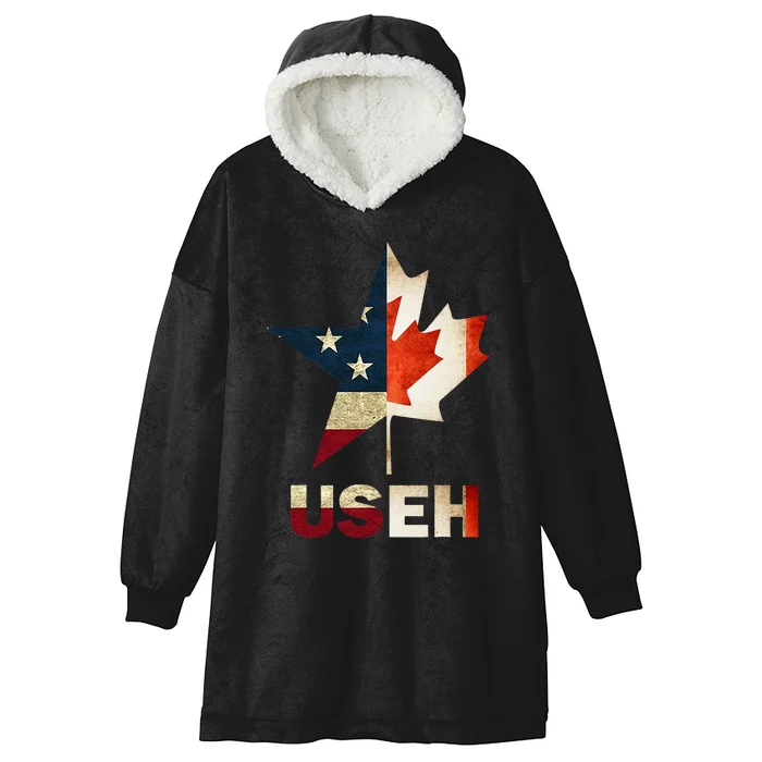 USEH Leaf Canadian American Flag Canada Hooded Wearable Blanket