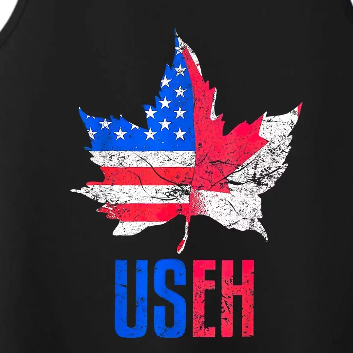 UsEh Leaf Canadian American Flag Canada Usa Patriotic Performance Tank