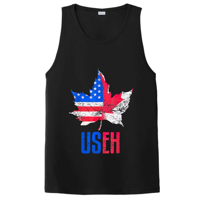 UsEh Leaf Canadian American Flag Canada Usa Patriotic Performance Tank