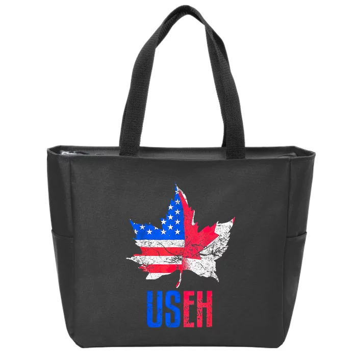 UsEh Leaf Canadian American Flag Canada Usa Patriotic Zip Tote Bag