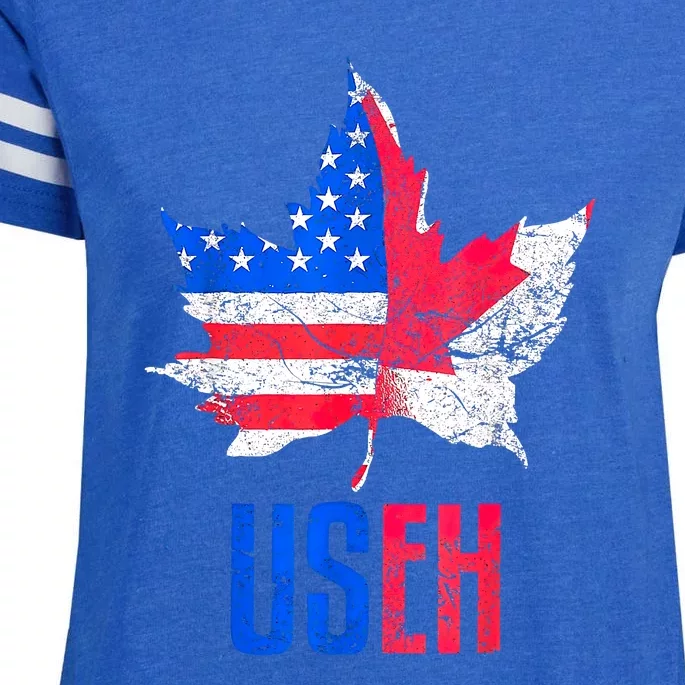 UsEh Leaf Canadian American Flag Canada Usa Patriotic Enza Ladies Jersey Football T-Shirt