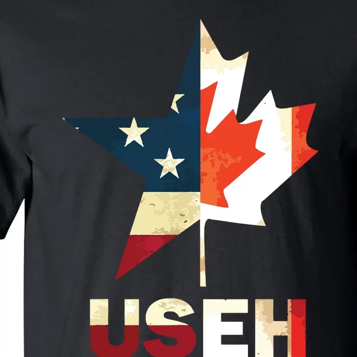 USEH Leaf Canadian American Flag Shirts Canada USA Flag Gift Tall T-Shirt