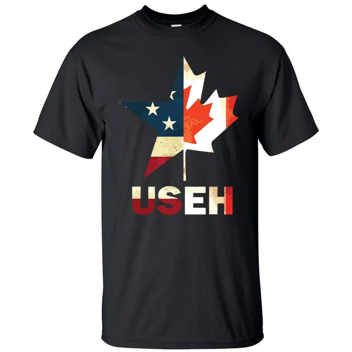 USEH Leaf Canadian American Flag Shirts Canada USA Flag Gift Tall T-Shirt