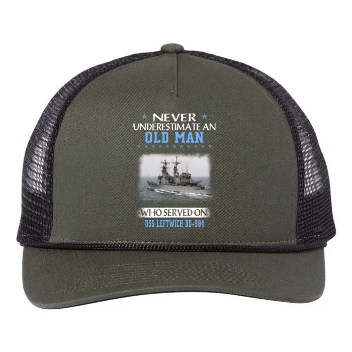 Uss Leftwich Ddgift984 Destroyer Class Veterans Day Father Day Great Gift Retro Rope Trucker Hat Cap