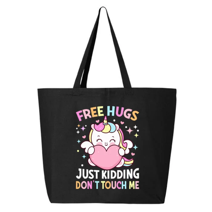 Unicorn Lover  Funny Free Hugs Just Kidding Don't Touch Me 25L Jumbo Tote