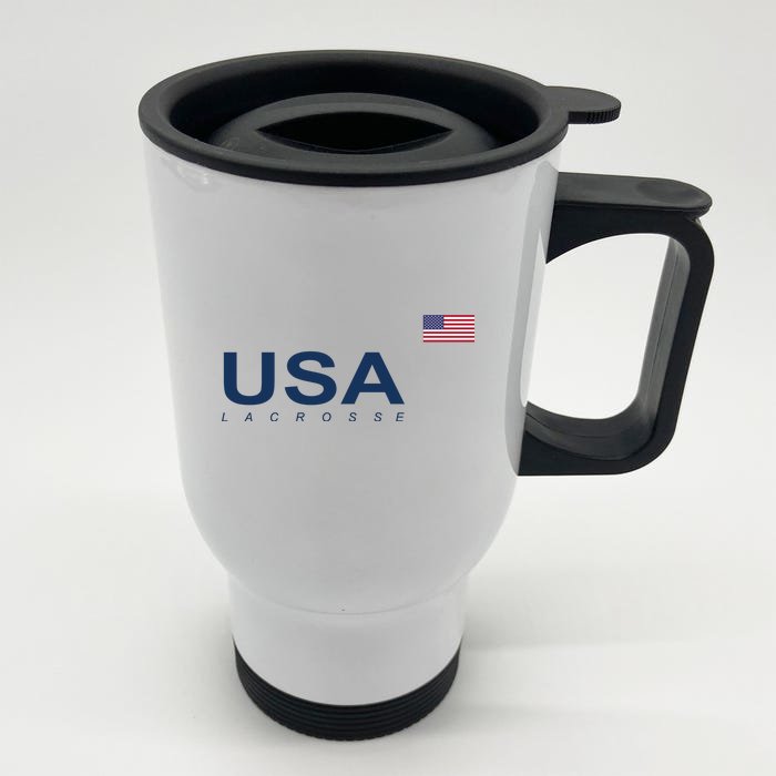 Usa Lacrosse Flag Gift Front & Back Stainless Steel Travel Mug