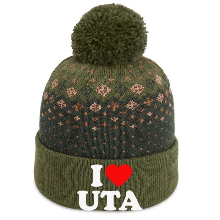 UTA Love Heart College University Alumni The Baniff Cuffed Pom Beanie