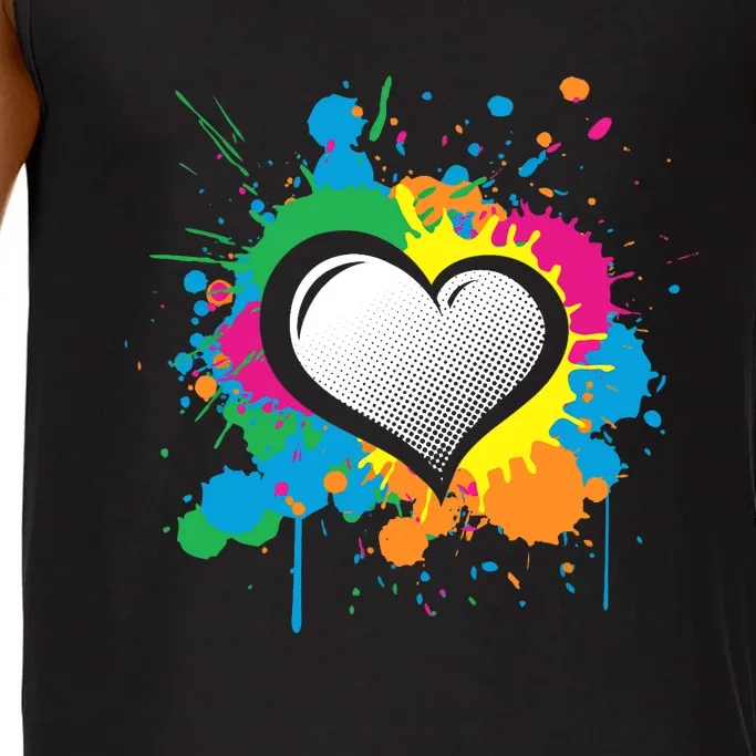 Unique Love Heart Multi Color Paint Splash Splatter Comfort Colors® Tank Top