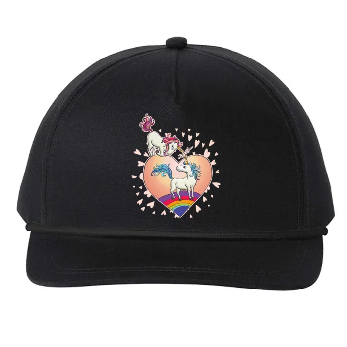 Unicorn Love Heart Rainbow Valentine's Day Great Gift Snapback Five-Panel Rope Hat