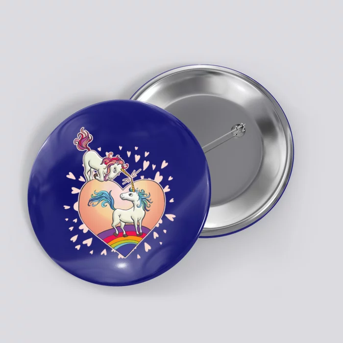 Unicorn Love Heart Rainbow Valentine's Day Great Gift Button