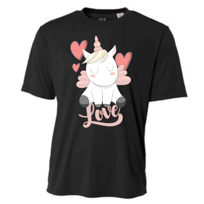 Unicorn Love Heart Valentine's Day Gift Gift Cooling Performance Crew T-Shirt