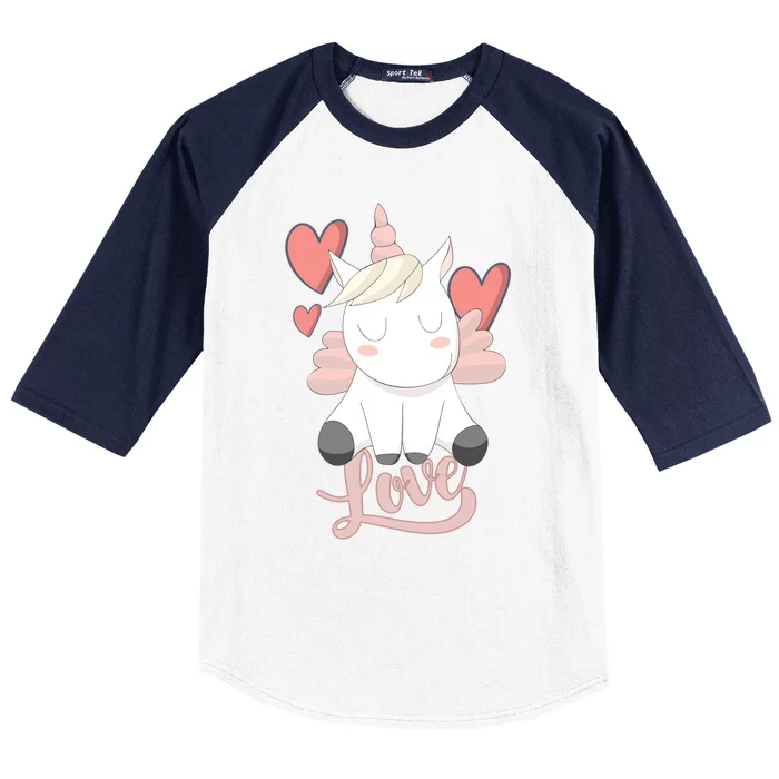 Unicorn Love Heart Valentine's Day Gift Gift Baseball Sleeve Shirt