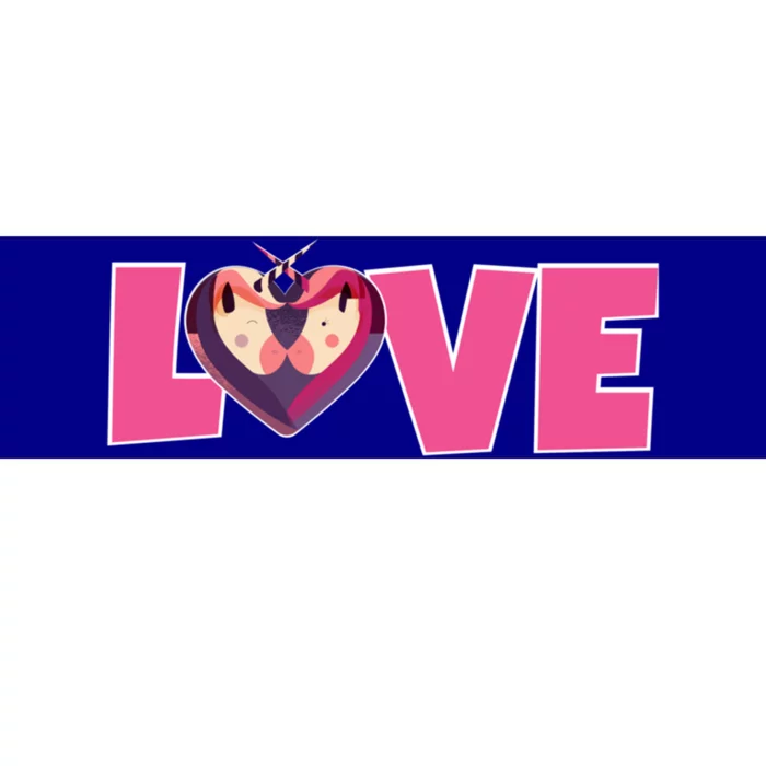 Unicorn Love Heart Valentine's Day Cute Gift Bumper Sticker