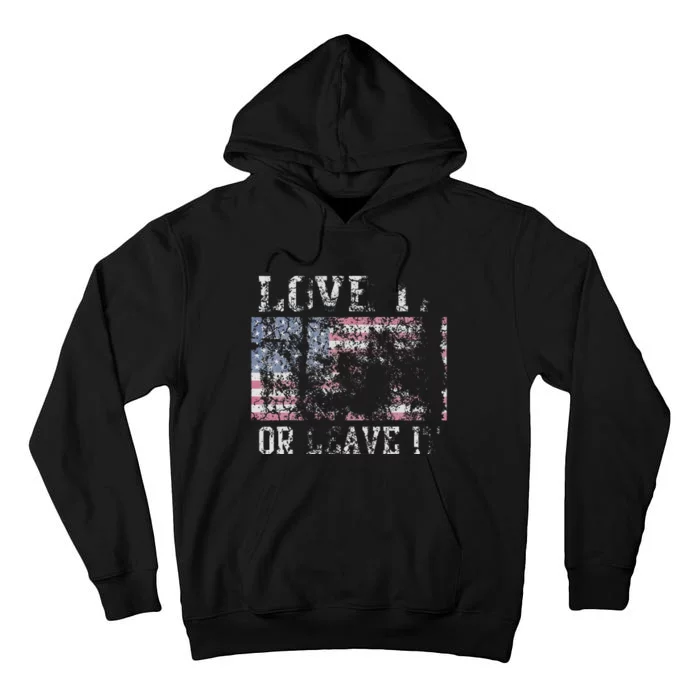 USA Love It Or Leave It Patriotic Retro Fade Tall Hoodie