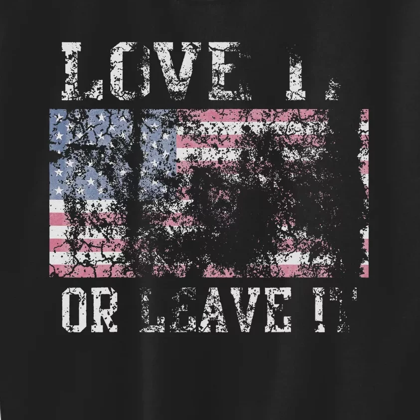 USA Love It Or Leave It Patriotic Retro Fade Kids Sweatshirt