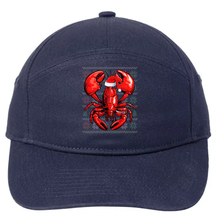 Ugly Lobster Lover Wearing Santa Hat Xmas Lobster Christmas 7-Panel Snapback Hat