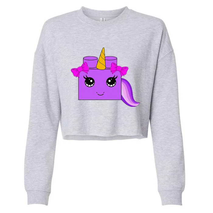 Unicorn Lover Master Builder Block Brick Building Cropped Pullover Crew