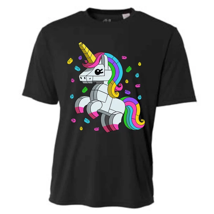 Unicorn Lover Master Builder Bricks Blocks Toy Gift Cooling Performance Crew T-Shirt