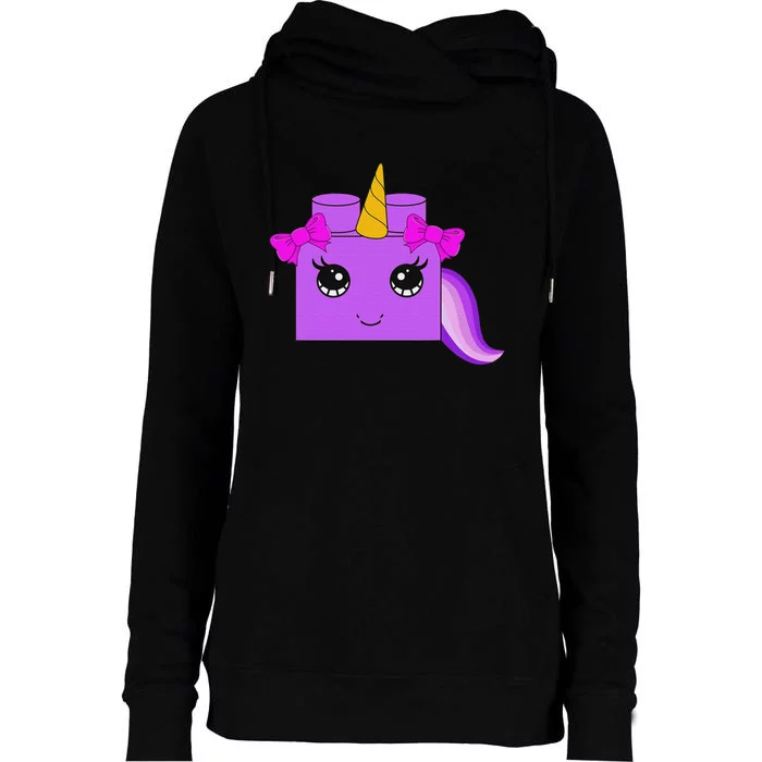 Unicorn Lover Master Builder Block Brick Building Girl Womens Funnel Neck Pullover Hood