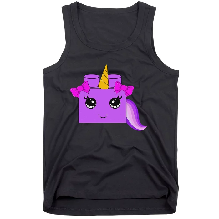 Unicorn Lover Master Builder Block Brick Building Girl Tank Top