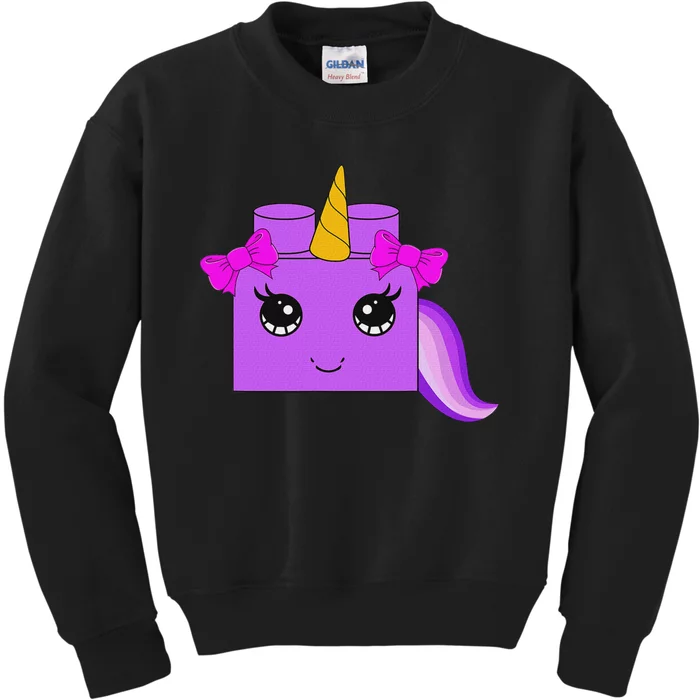 Unicorn Lover Master Builder Block Brick Building Girl Kids Sweatshirt