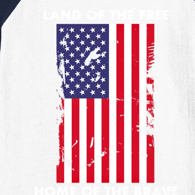 Usa Land Of The Free Home Of The Brave Flag America Funny Gift Baseball Sleeve Shirt